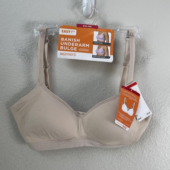 Warners Bra Womens XS Beige Easy Does It Banish Underarm Bulge Wire-Free RM3911A - Picture 1 of 9